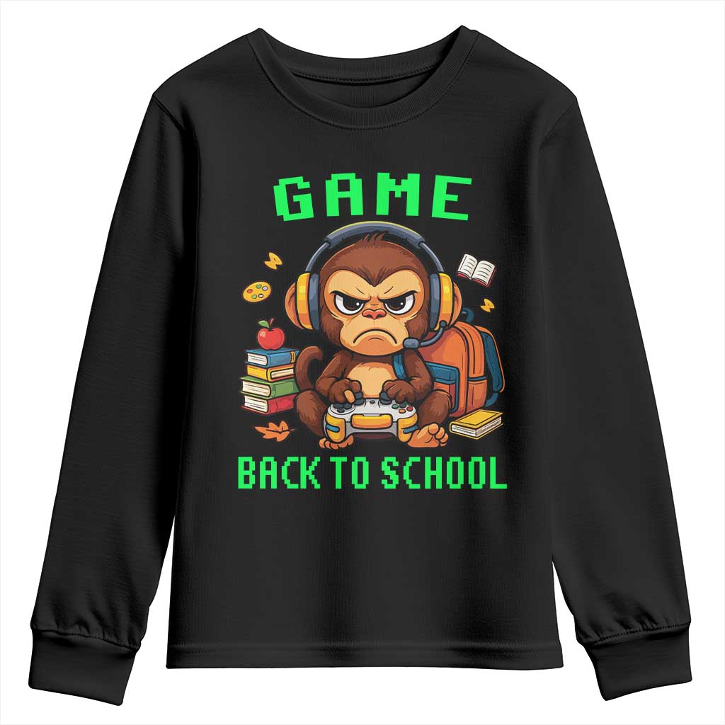 Funny Video Game Youth Sweatshirt Cute Monkey Back To School - Wonder Print Shop