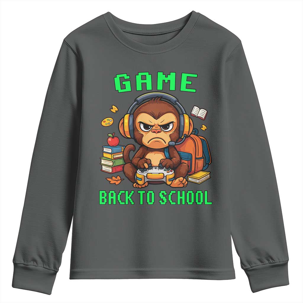 Funny Video Game Youth Sweatshirt Cute Monkey Back To School - Wonder Print Shop