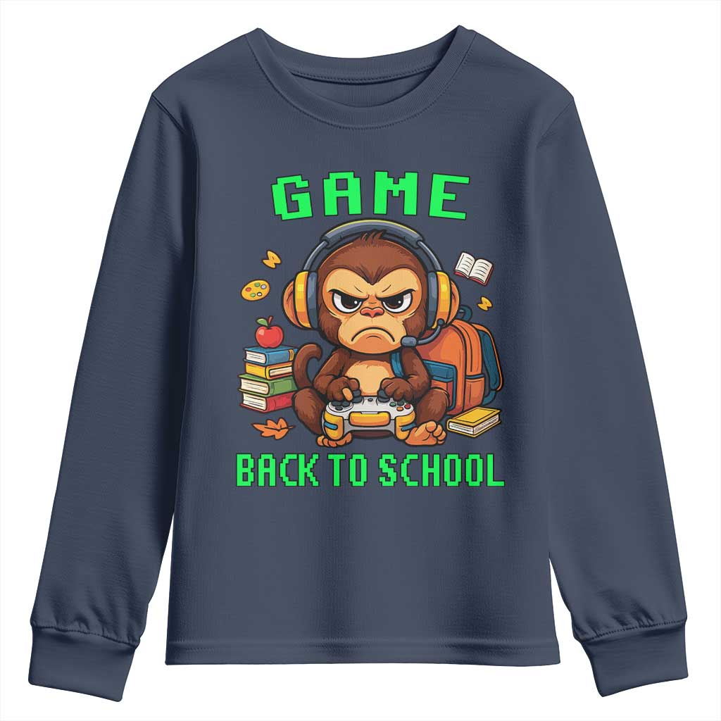Funny Video Game Youth Sweatshirt Cute Monkey Back To School - Wonder Print Shop