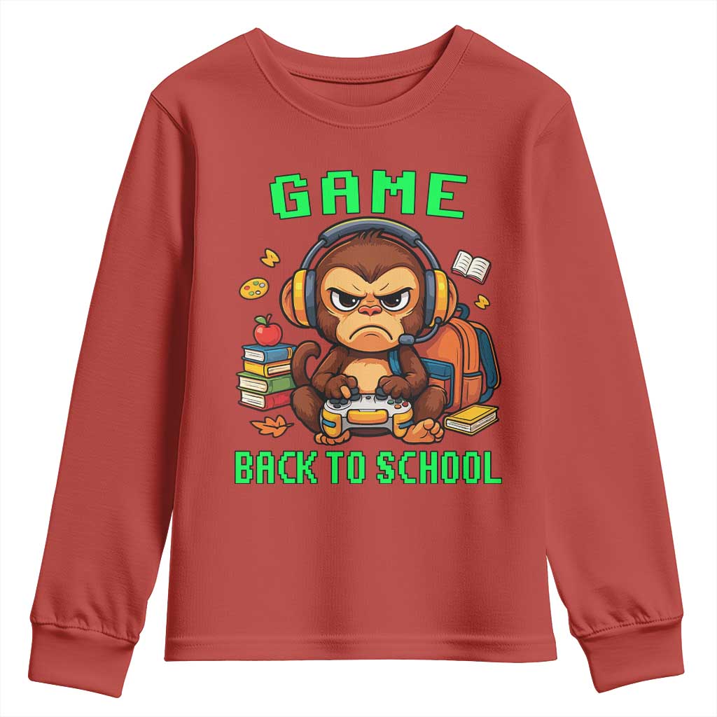 Funny Video Game Youth Sweatshirt Cute Monkey Back To School - Wonder Print Shop