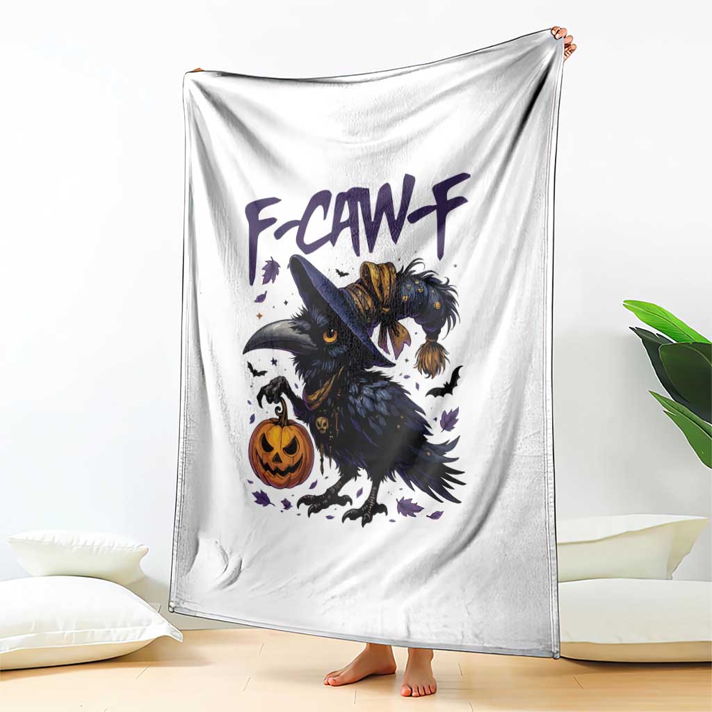 F Caw F Black Crow Halloween Meme Throw Blanket - Wonder Print Shop