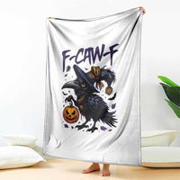 F Caw F Black Crow Halloween Meme Throw Blanket - Wonder Print Shop
