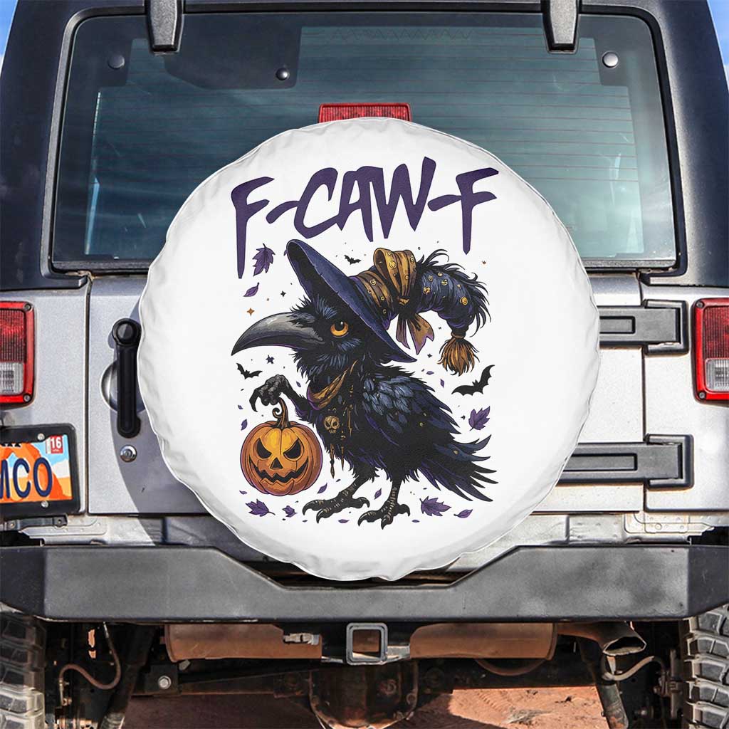 F Caw F Black Crow Halloween Meme Spare Tire Cover - Wonder Print Shop