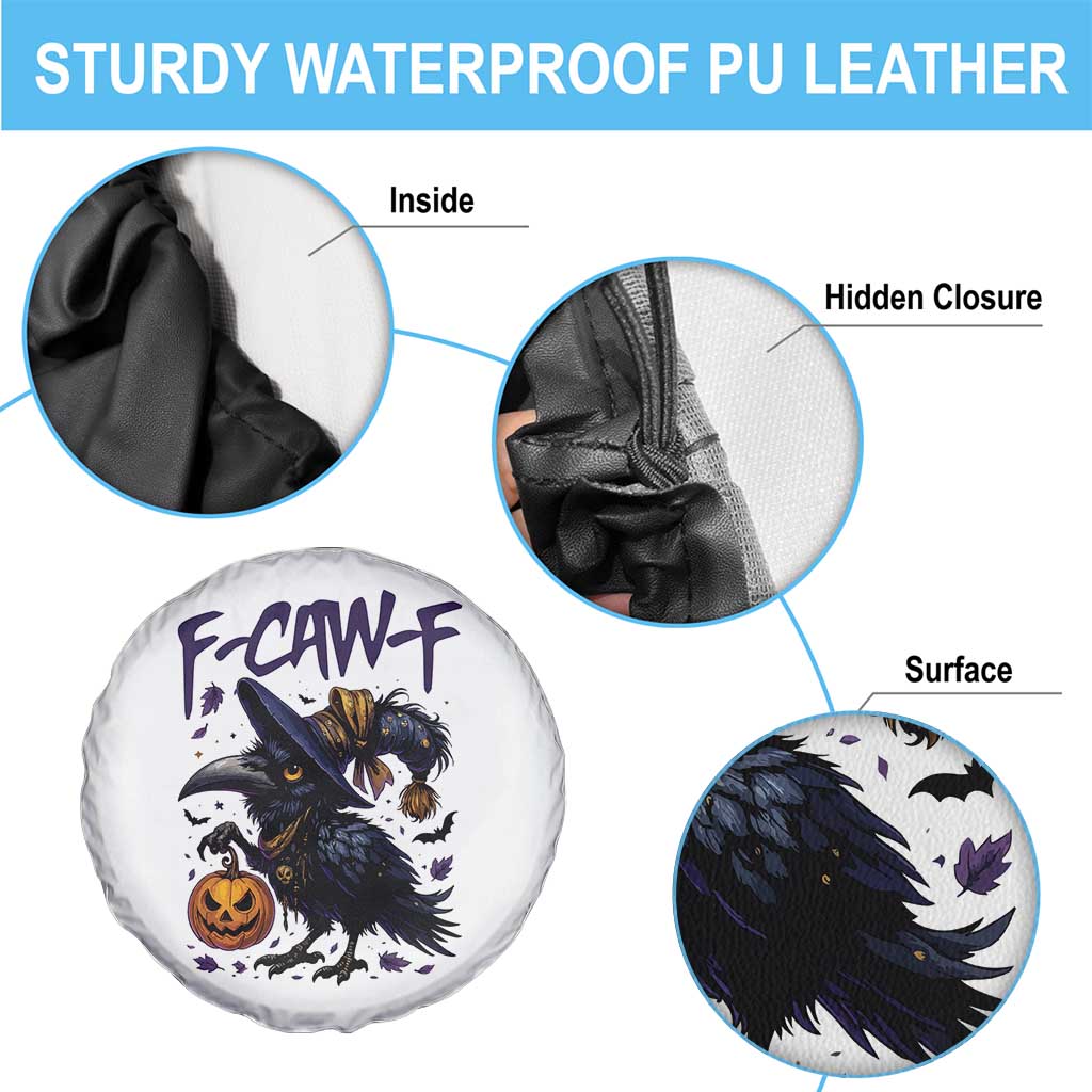F Caw F Black Crow Halloween Meme Spare Tire Cover - Wonder Print Shop