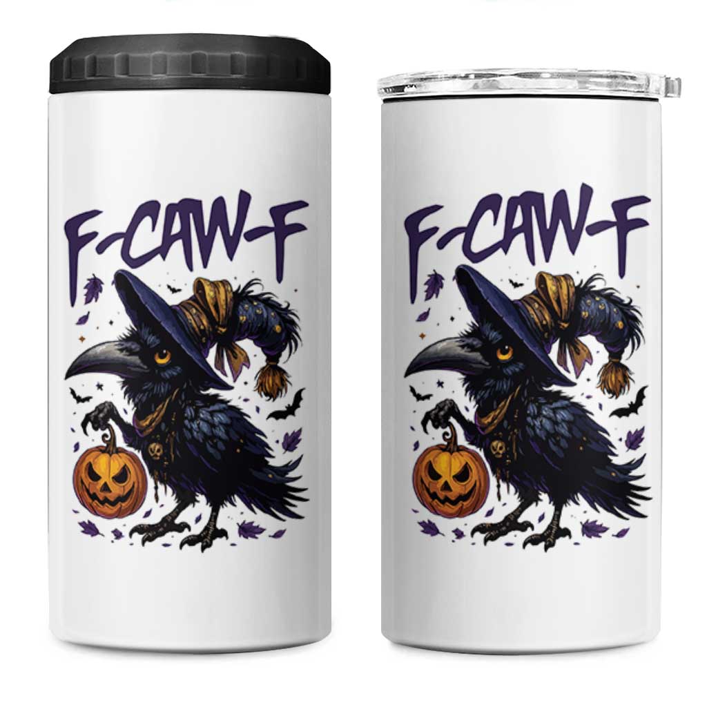 F Caw F Black Crow Halloween Meme 4 in 1 Can Cooler Tumbler - Wonder Print Shop