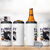 F Caw F Black Crow Halloween Meme 4 in 1 Can Cooler Tumbler - Wonder Print Shop