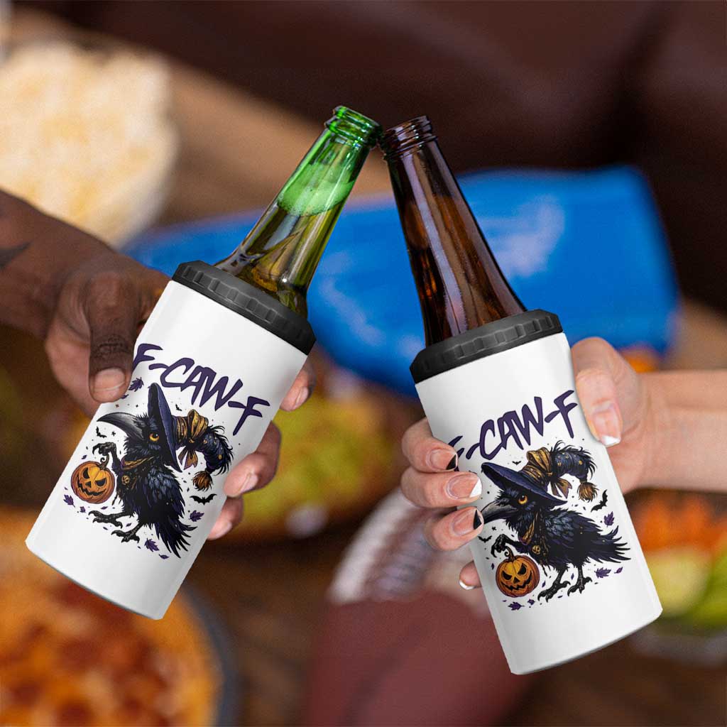 F Caw F Black Crow Halloween Meme 4 in 1 Can Cooler Tumbler - Wonder Print Shop