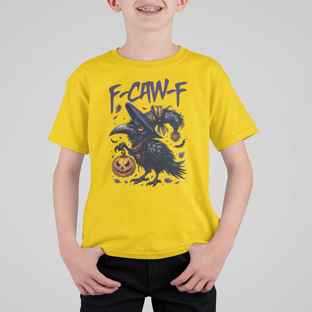 F Caw F Black Crow Halloween Meme T Shirt For Kid - Wonder Print Shop