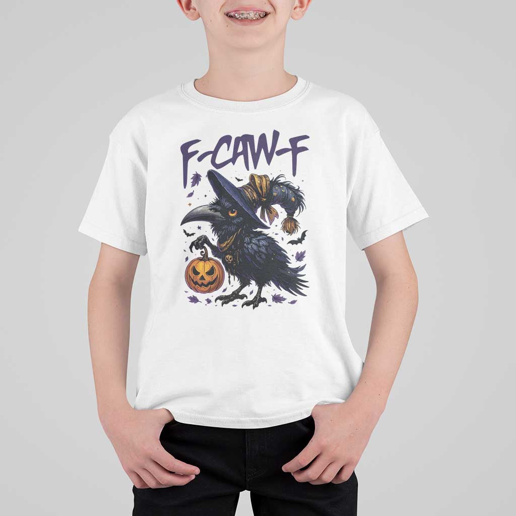 F Caw F Black Crow Halloween Meme T Shirt For Kid - Wonder Print Shop