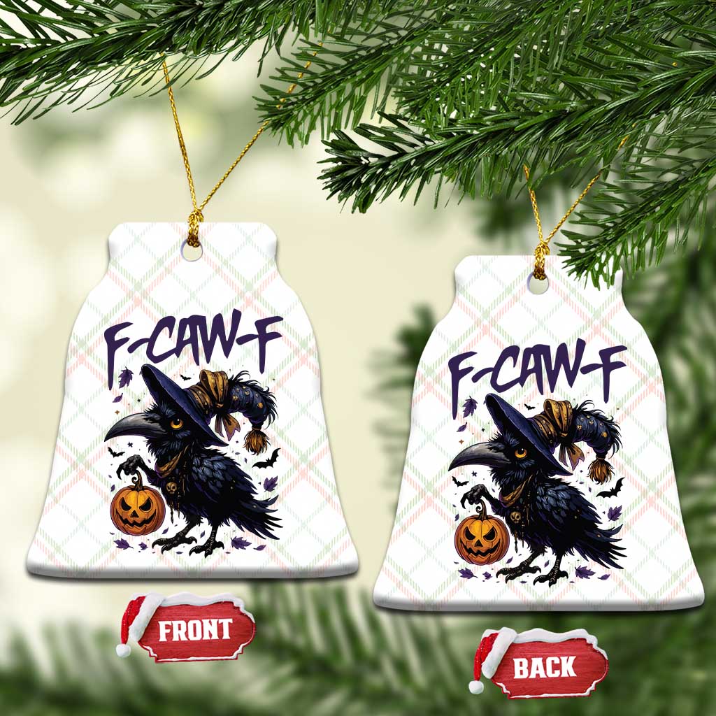 F Caw F Black Crow Halloween Meme Ceramic Ornament - Wonder Print Shop