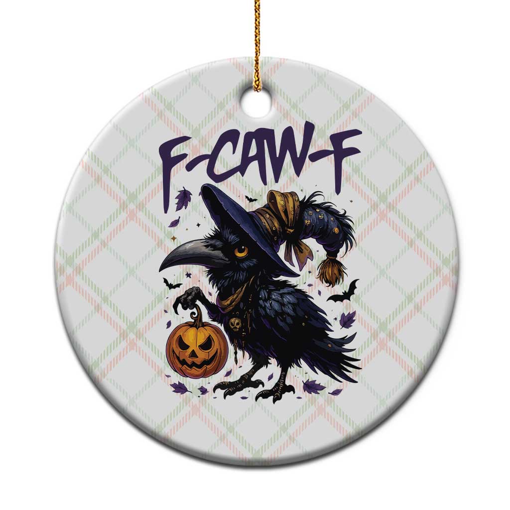 F Caw F Black Crow Halloween Meme Ceramic Ornament - Wonder Print Shop