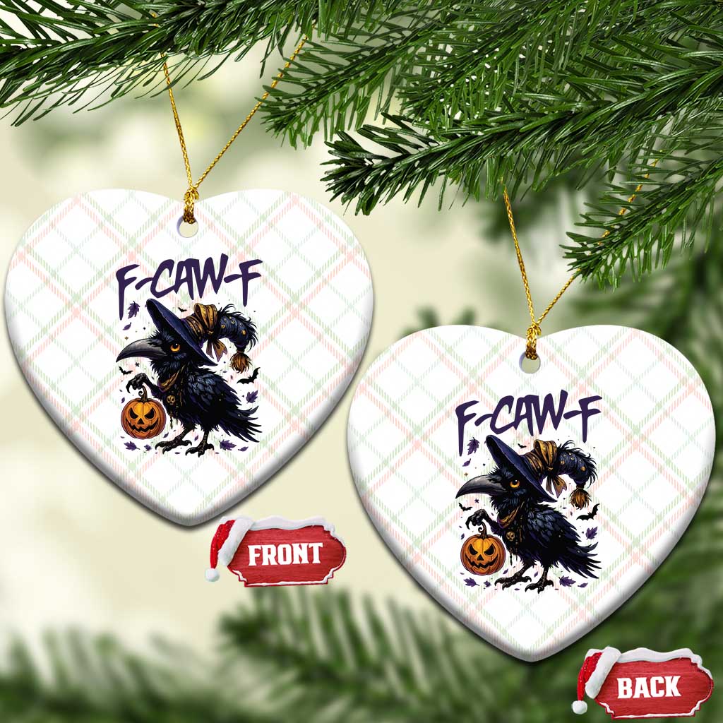 F Caw F Black Crow Halloween Meme Ceramic Ornament - Wonder Print Shop