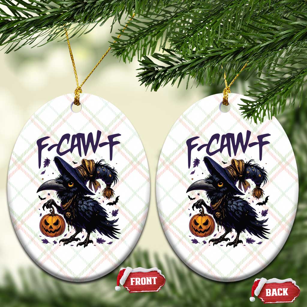 F Caw F Black Crow Halloween Meme Ceramic Ornament - Wonder Print Shop