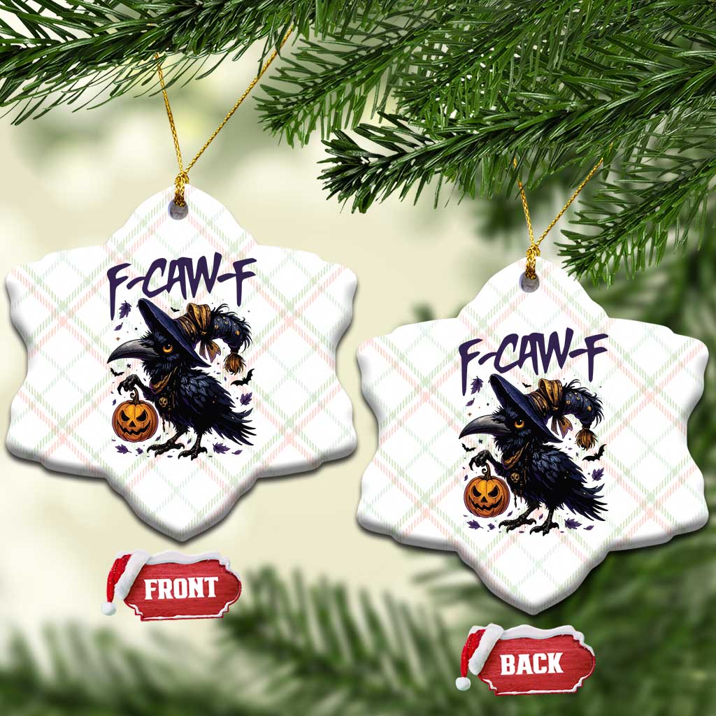 F Caw F Black Crow Halloween Meme Ceramic Ornament - Wonder Print Shop