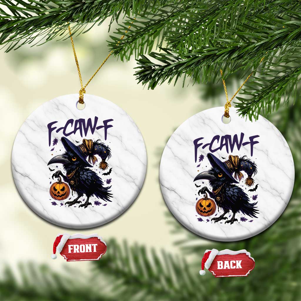F Caw F Black Crow Halloween Meme Ceramic Ornament - Wonder Print Shop