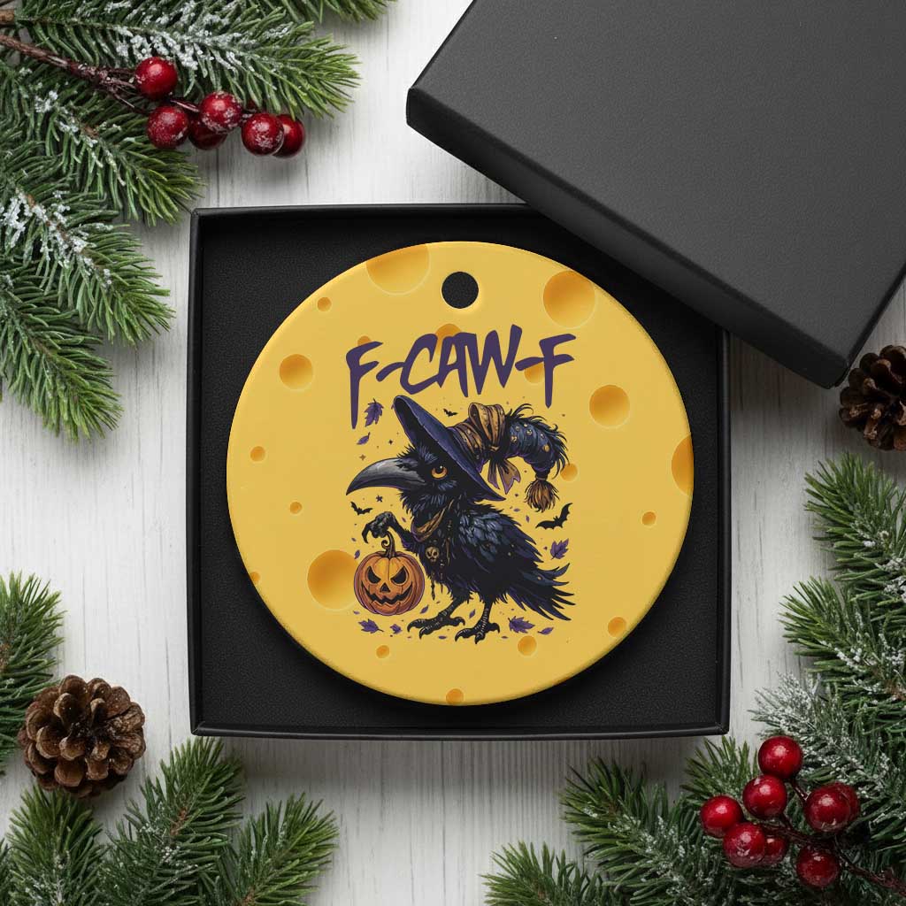F Caw F Black Crow Halloween Meme Ceramic Ornament - Wonder Print Shop