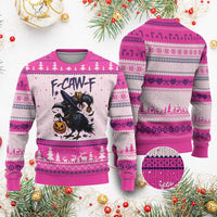 F Caw F Black Crow Halloween Meme Ugly Christmas Sweater - Wonder Print Shop