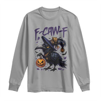 F Caw F Black Crow Halloween Meme Long Sleeve Shirt - Wonder Print Shop