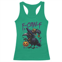F Caw F Black Crow Halloween Meme Racerback Tank Top - Wonder Print Shop
