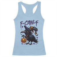 F Caw F Black Crow Halloween Meme Racerback Tank Top - Wonder Print Shop