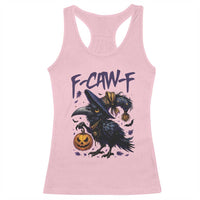 F Caw F Black Crow Halloween Meme Racerback Tank Top - Wonder Print Shop
