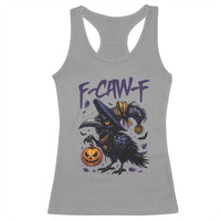 F Caw F Black Crow Halloween Meme Racerback Tank Top - Wonder Print Shop
