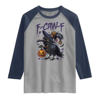 F Caw F Black Crow Halloween Meme Raglan Shirt - Wonder Print Shop
