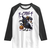 F Caw F Black Crow Halloween Meme Raglan Shirt - Wonder Print Shop