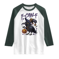 F Caw F Black Crow Halloween Meme Raglan Shirt - Wonder Print Shop