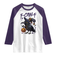 F Caw F Black Crow Halloween Meme Raglan Shirt - Wonder Print Shop