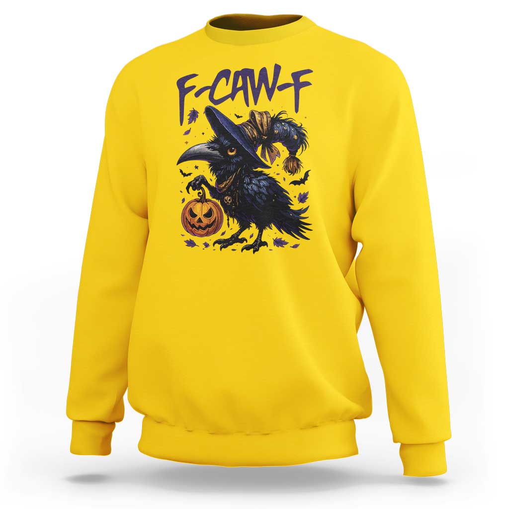 F Caw F Black Crow Halloween Meme Sweatshirt - Wonder Print Shop