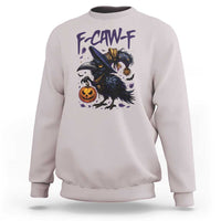 F Caw F Black Crow Halloween Meme Sweatshirt - Wonder Print Shop