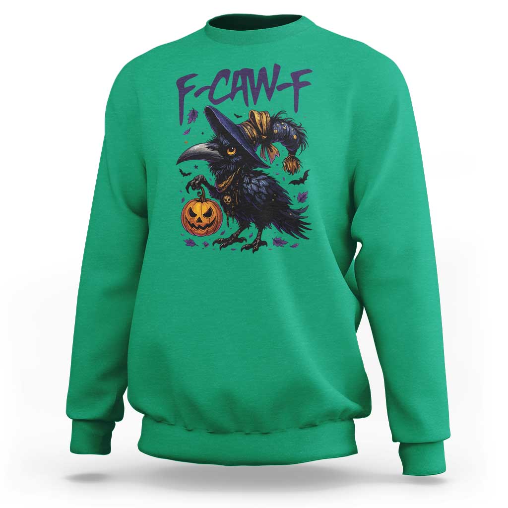 F Caw F Black Crow Halloween Meme Sweatshirt - Wonder Print Shop