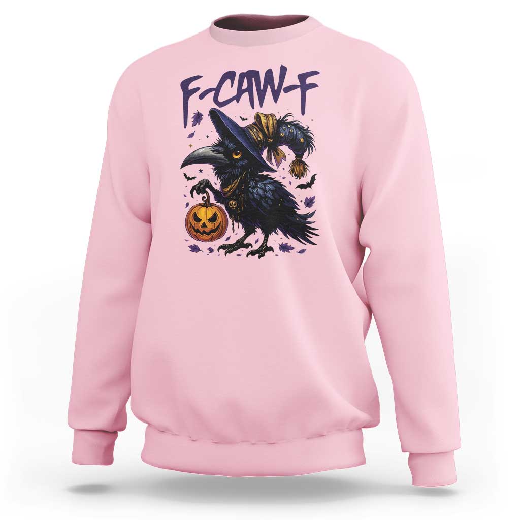 F Caw F Black Crow Halloween Meme Sweatshirt - Wonder Print Shop