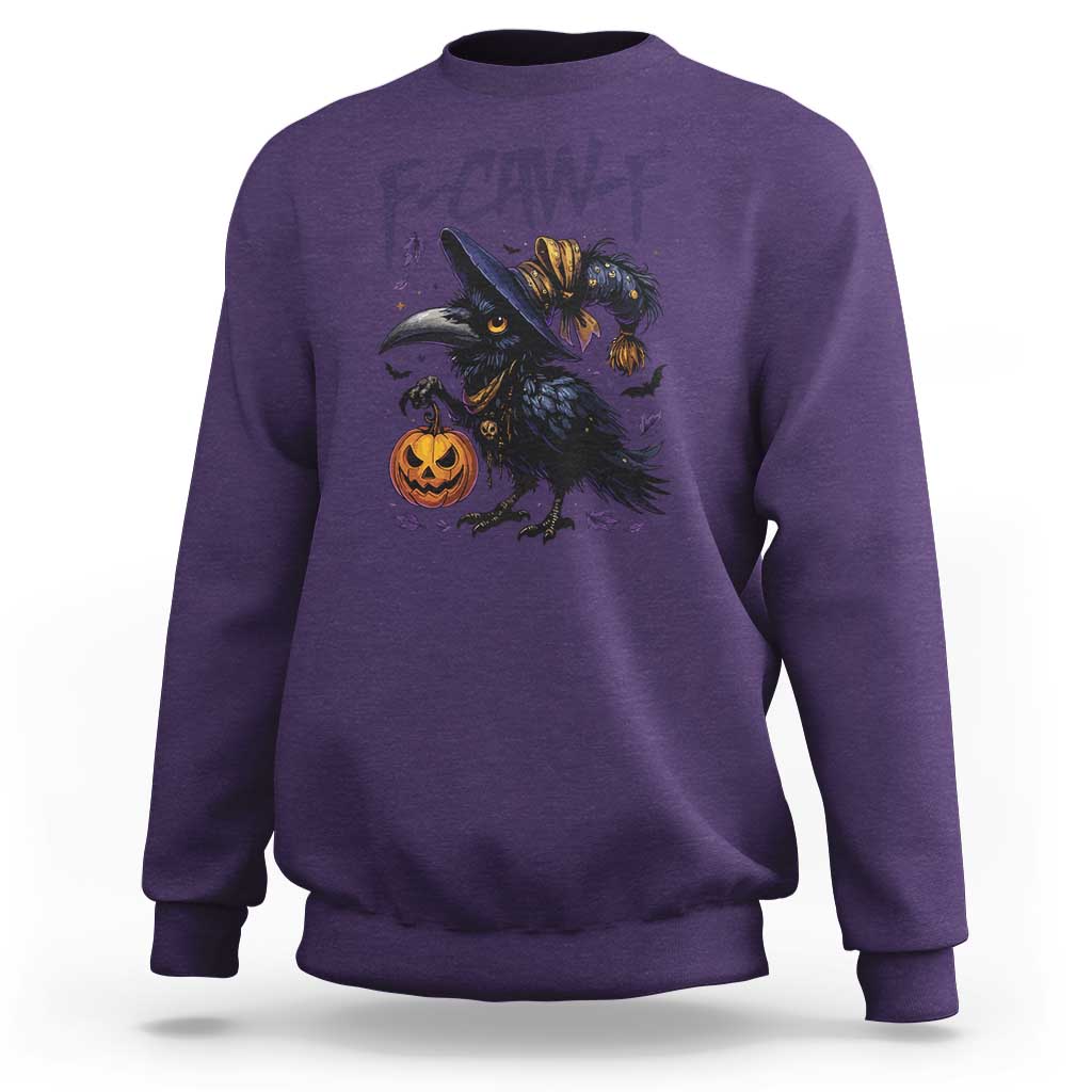F Caw F Black Crow Halloween Meme Sweatshirt - Wonder Print Shop