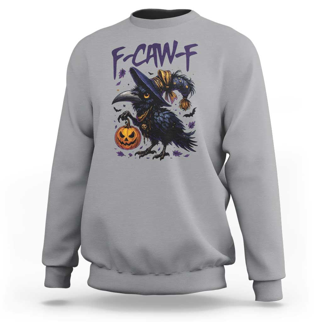 F Caw F Black Crow Halloween Meme Sweatshirt - Wonder Print Shop