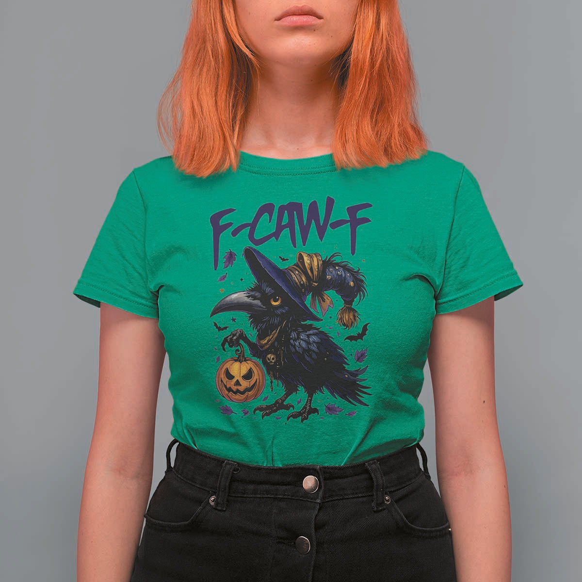F Caw F Black Crow Halloween Meme T Shirt For Women - Wonder Print Shop