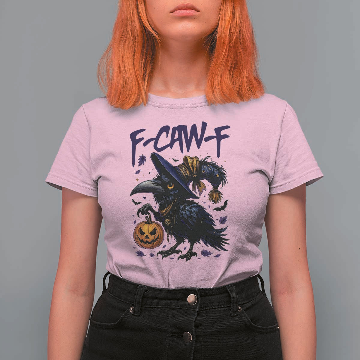 F Caw F Black Crow Halloween Meme T Shirt For Women - Wonder Print Shop