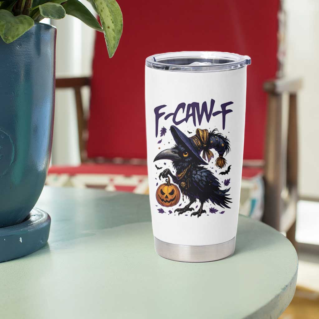 F Caw F Black Crow Halloween Meme Tumbler Cup - Wonder Print Shop