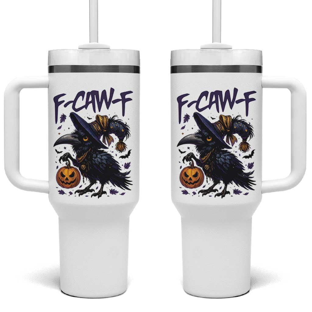 F Caw F Black Crow Halloween Meme Tumbler With Handle - Wonder Print Shop