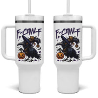 F Caw F Black Crow Halloween Meme Tumbler With Handle - Wonder Print Shop