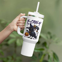 F Caw F Black Crow Halloween Meme Tumbler With Handle - Wonder Print Shop