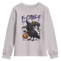F Caw F Black Crow Halloween Meme Youth Sweatshirt - Wonder Print Shop