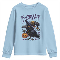 F Caw F Black Crow Halloween Meme Youth Sweatshirt - Wonder Print Shop