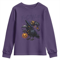 F Caw F Black Crow Halloween Meme Youth Sweatshirt - Wonder Print Shop