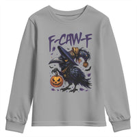 F Caw F Black Crow Halloween Meme Youth Sweatshirt - Wonder Print Shop