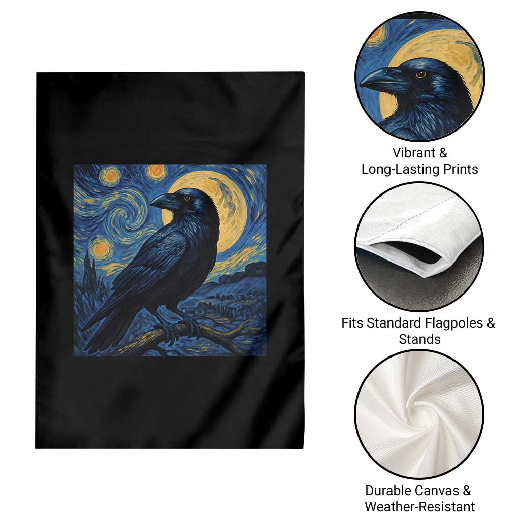 Starry Night Raven Moon Van Gogh Garden Flag - Wonder Print Shop