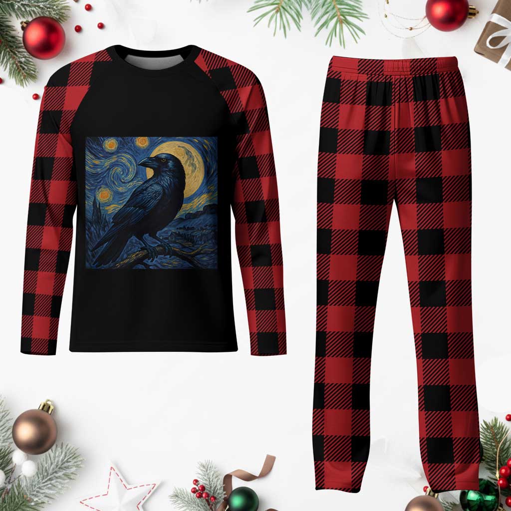 Starry Night Raven Moon Van Gogh Plaid Pajama Set - Wonder Print Shop