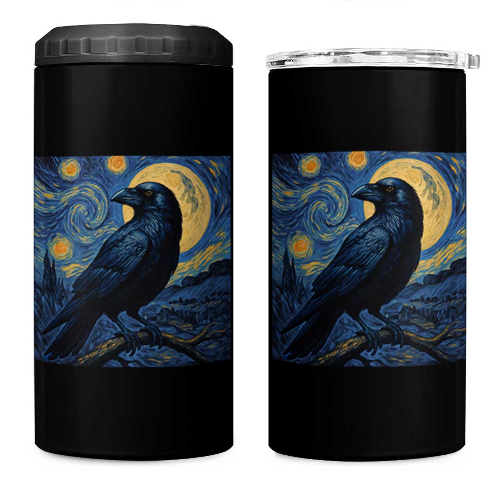Starry Night Raven Moon Van Gogh 4 in 1 Can Cooler Tumbler - Wonder Print Shop