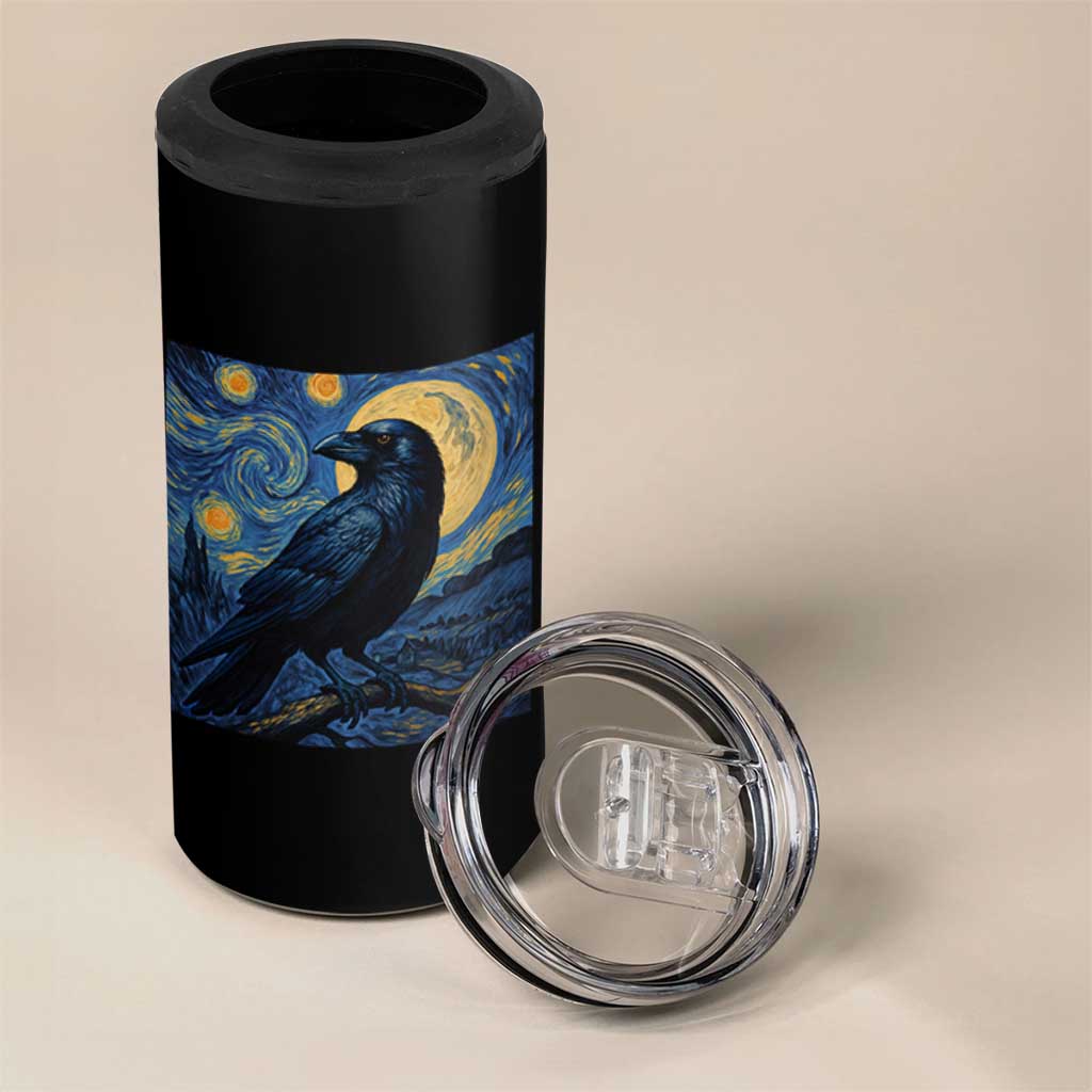 Starry Night Raven Moon Van Gogh 4 in 1 Can Cooler Tumbler - Wonder Print Shop